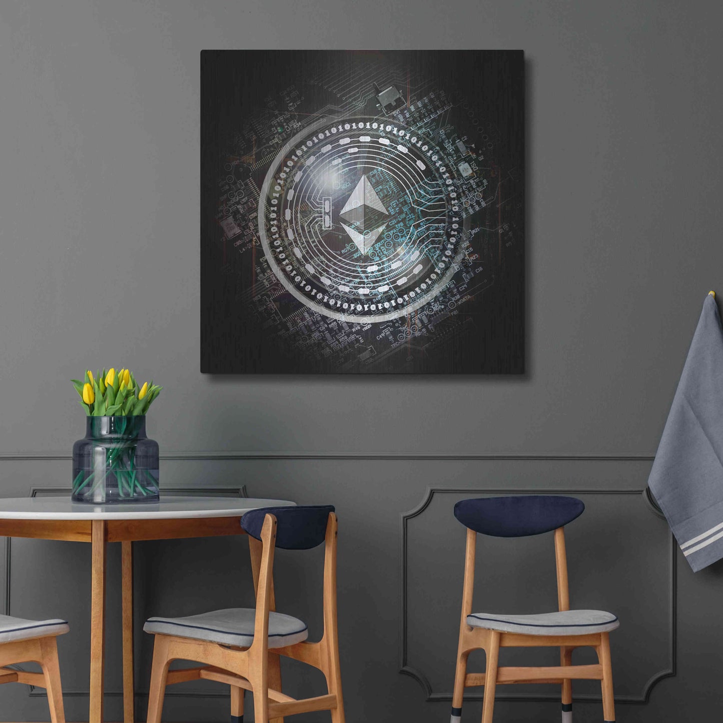 Luxe Metal Art 'Eth Ethereum Crypto Coin' by Luxe Metal Art Portfolio, Metal Wall Art,36x36
