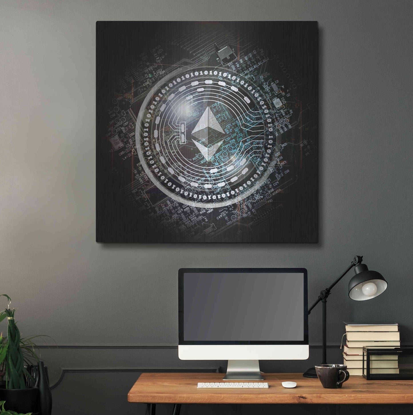 Luxe Metal Art 'Eth Ethereum Crypto Coin' by Luxe Metal Art Portfolio, Metal Wall Art,36x36