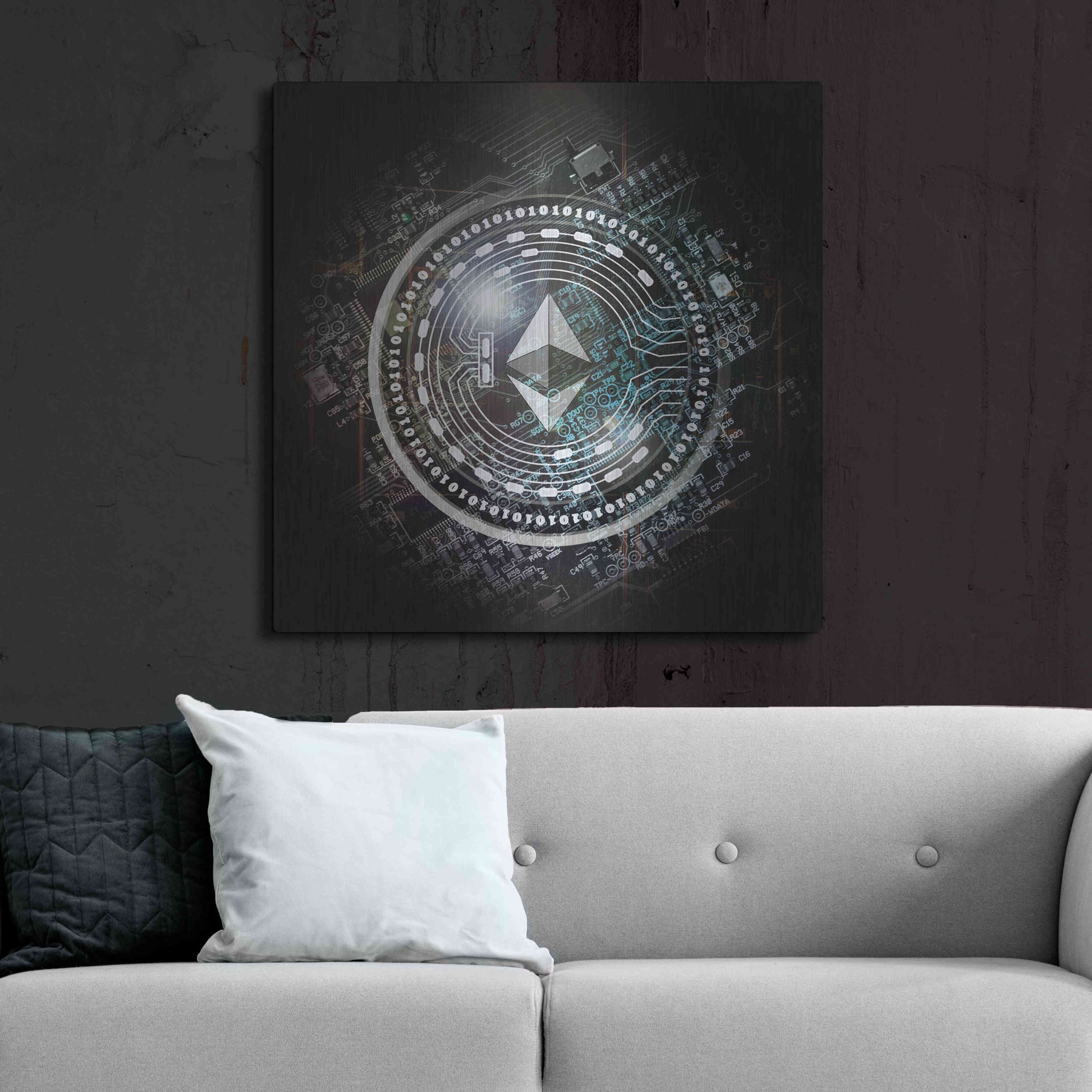 Luxe Metal Art 'Eth Ethereum Crypto Coin' by Luxe Metal Art Portfolio, Metal Wall Art,36x36