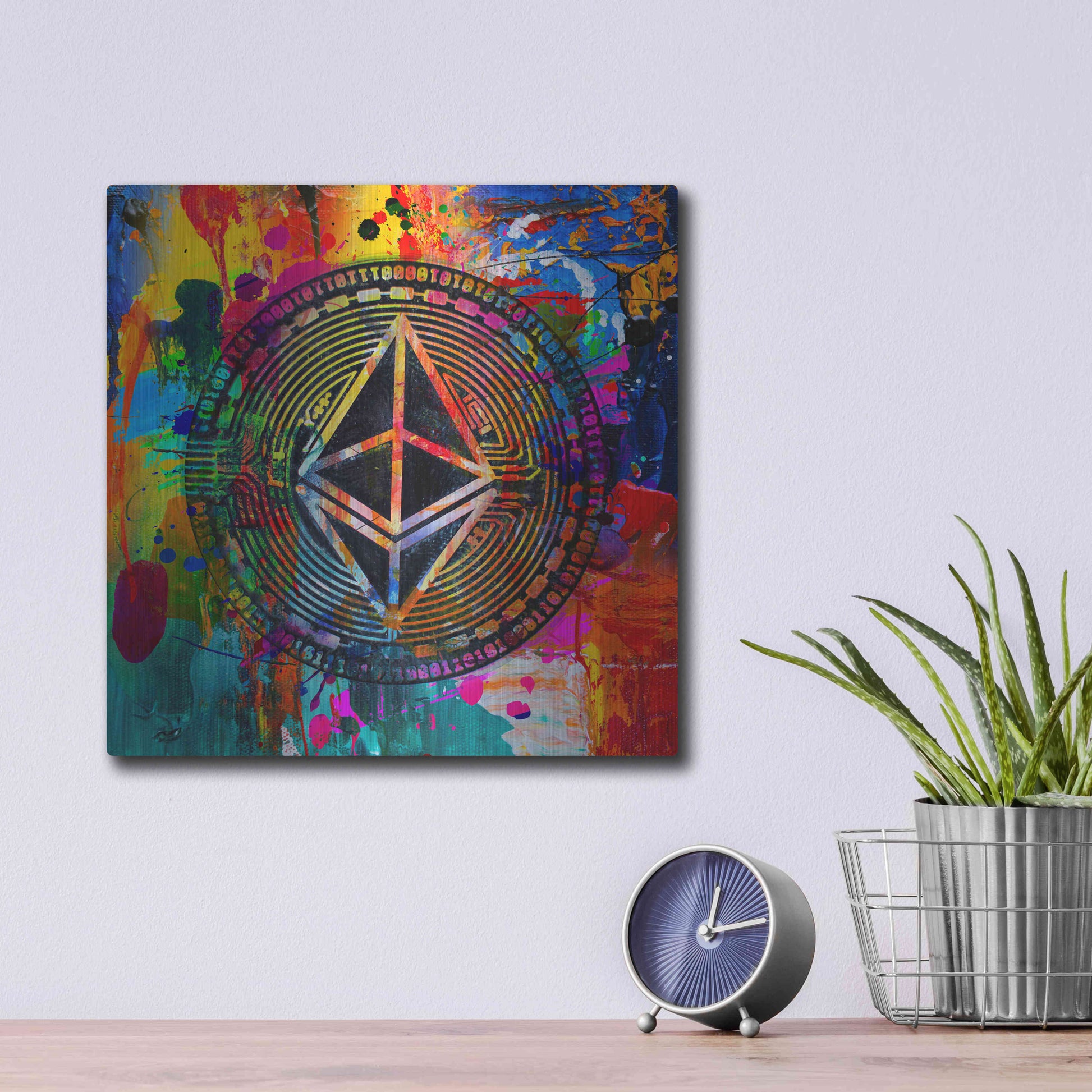 Luxe Metal Art 'Eth Ethereum Crypto In Color' by Luxe Metal Art Portfolio, Metal Wall Art,12x12