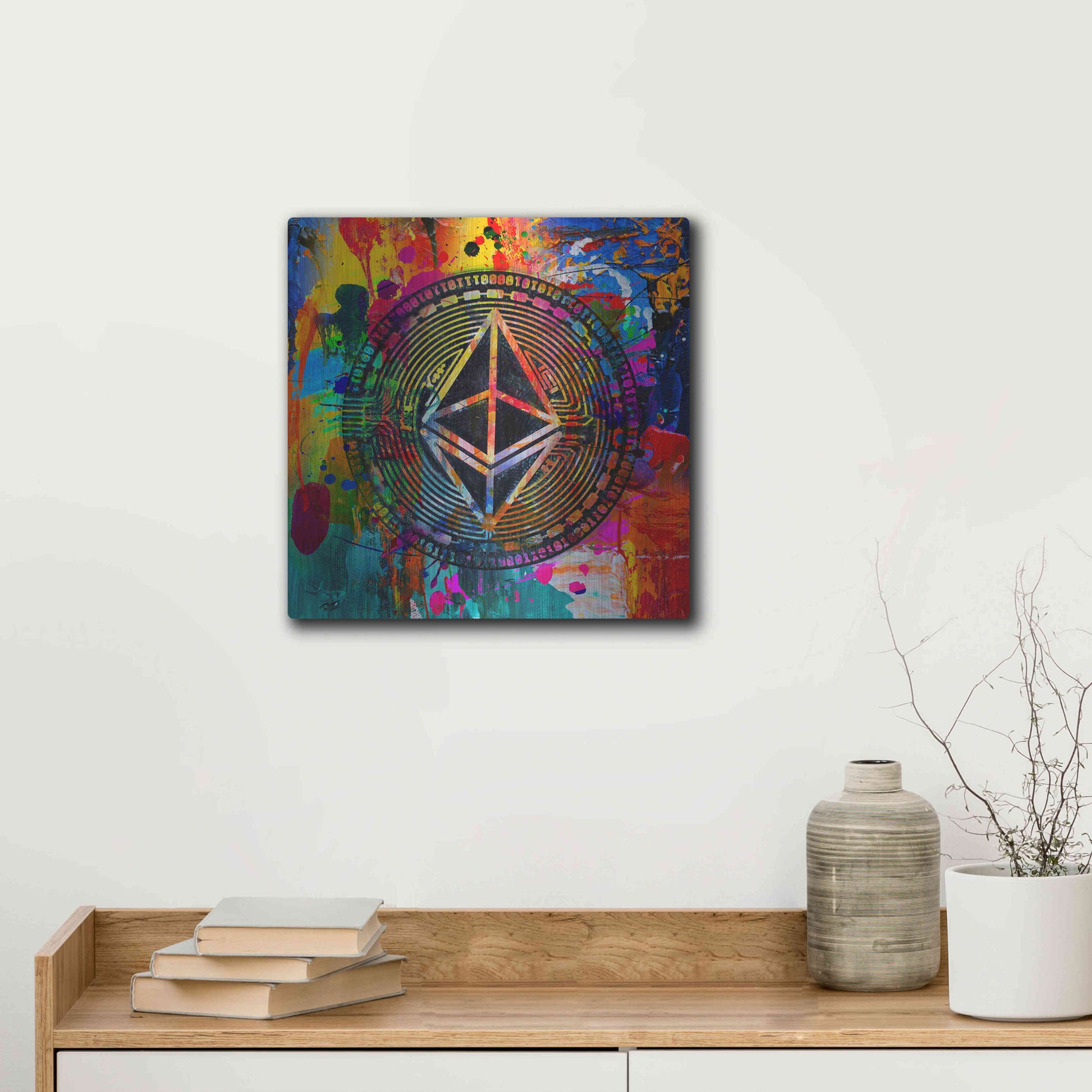 Luxe Metal Art 'Eth Ethereum Crypto In Color' by Luxe Metal Art Portfolio, Metal Wall Art,12x12