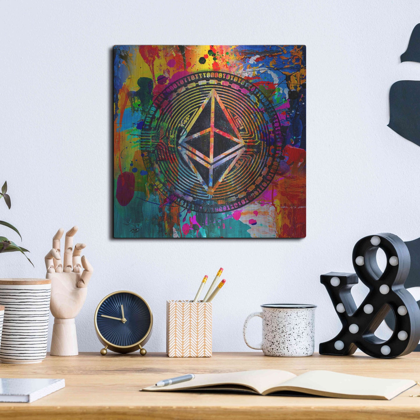 Luxe Metal Art 'Eth Ethereum Crypto In Color' by Luxe Metal Art Portfolio, Metal Wall Art,12x12