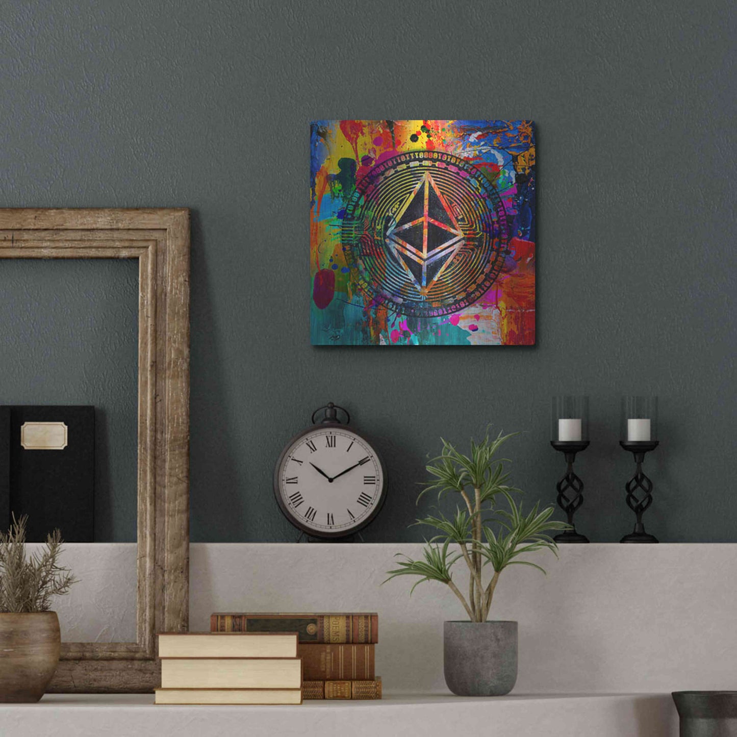 Luxe Metal Art 'Eth Ethereum Crypto In Color' by Luxe Metal Art Portfolio, Metal Wall Art,12x12