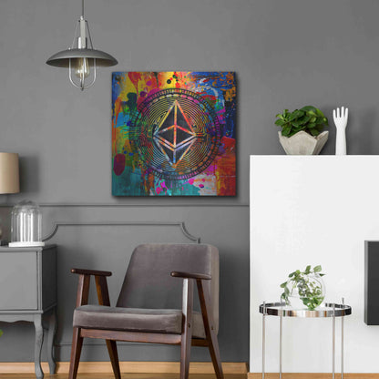 Luxe Metal Art 'Eth Ethereum Crypto In Color' by Luxe Metal Art Portfolio, Metal Wall Art,24x24