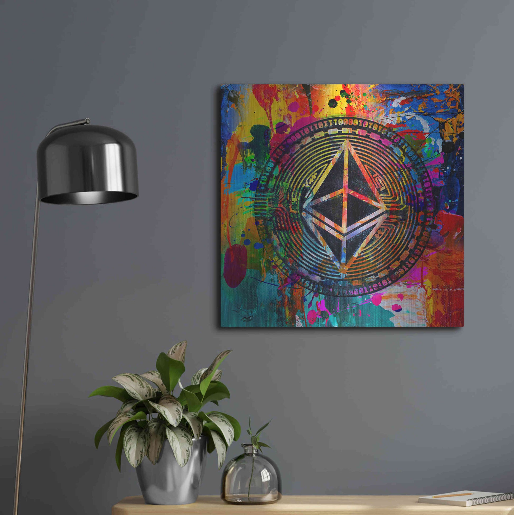 Luxe Metal Art 'Eth Ethereum Crypto In Color' by Luxe Metal Art Portfolio, Metal Wall Art,24x24