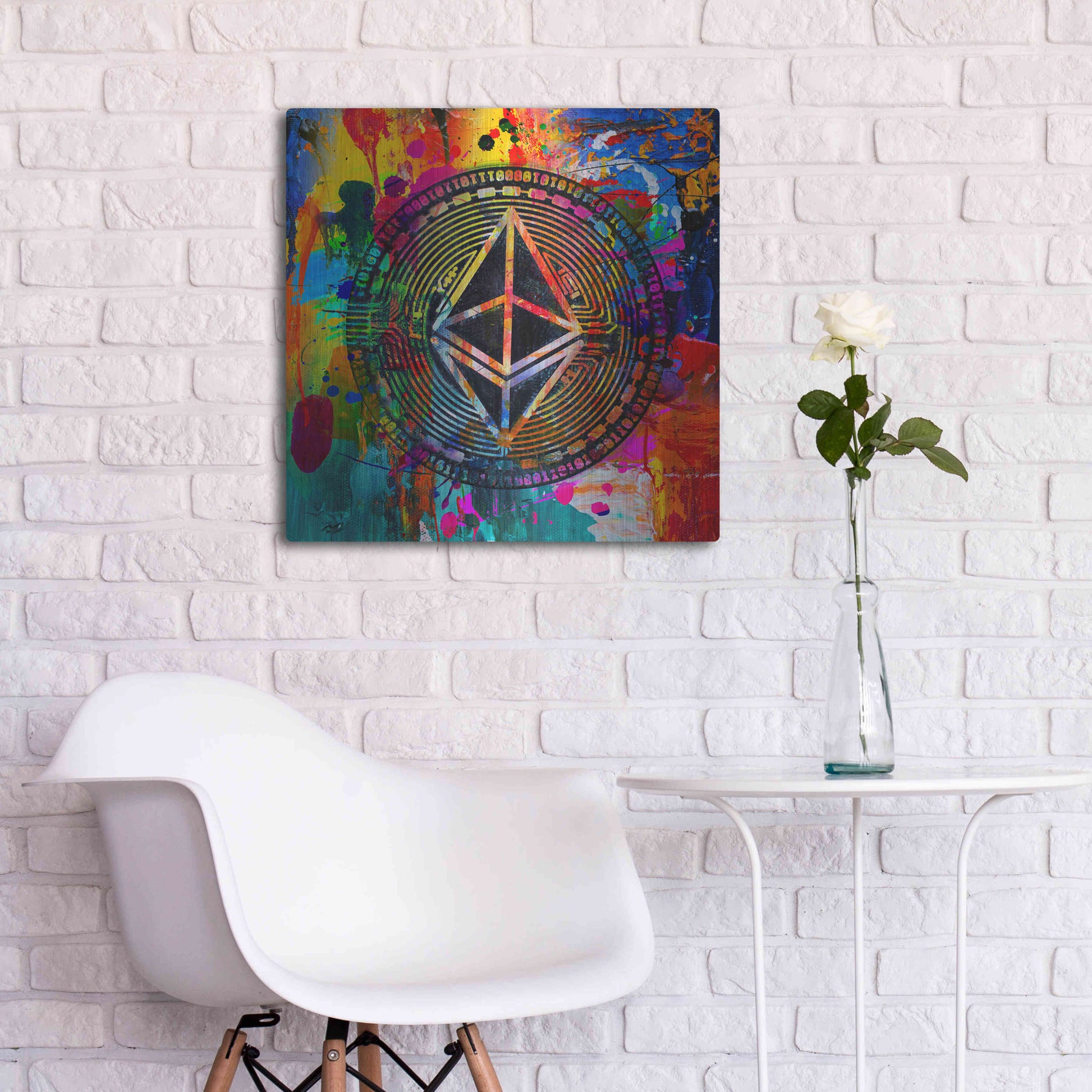 Luxe Metal Art 'Eth Ethereum Crypto In Color' by Luxe Metal Art Portfolio, Metal Wall Art,24x24