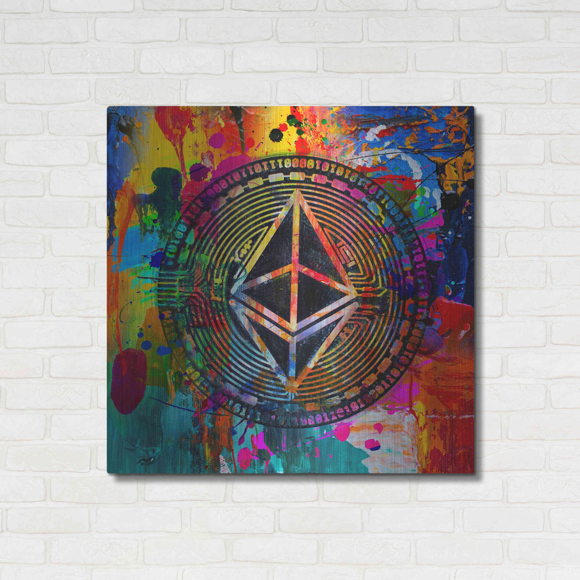 Luxe Metal Art 'Eth Ethereum Crypto In Color' by Luxe Metal Art Portfolio, Metal Wall Art,36x36