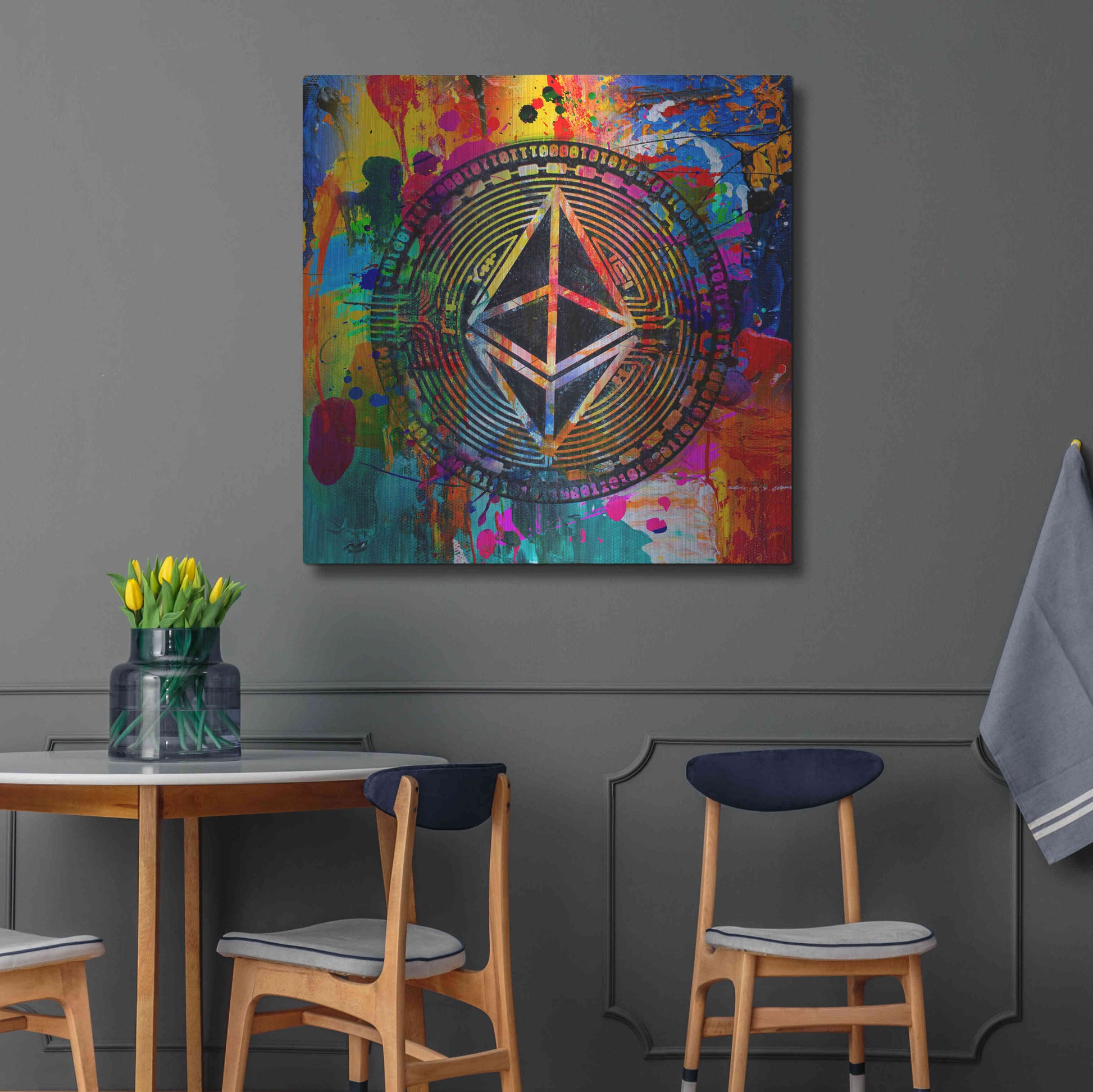 Luxe Metal Art 'Eth Ethereum Crypto In Color' by Luxe Metal Art Portfolio, Metal Wall Art,36x36