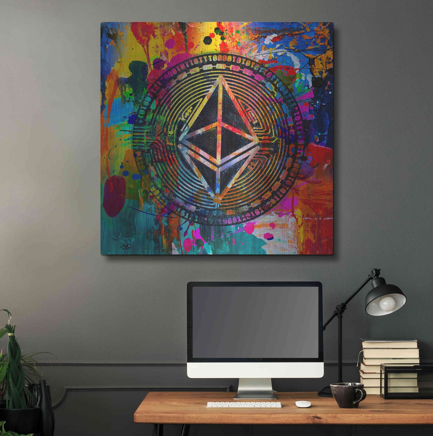 Luxe Metal Art 'Eth Ethereum Crypto In Color' by Luxe Metal Art Portfolio, Metal Wall Art,36x36