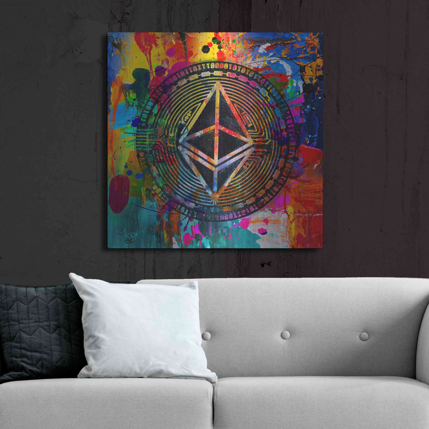 Luxe Metal Art 'Eth Ethereum Crypto In Color' by Luxe Metal Art Portfolio, Metal Wall Art,36x36