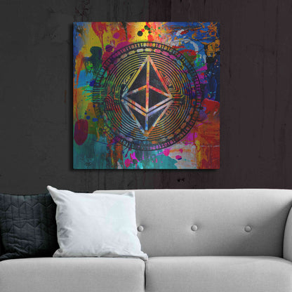 Luxe Metal Art 'Eth Ethereum Crypto In Color' by Luxe Metal Art Portfolio, Metal Wall Art,36x36