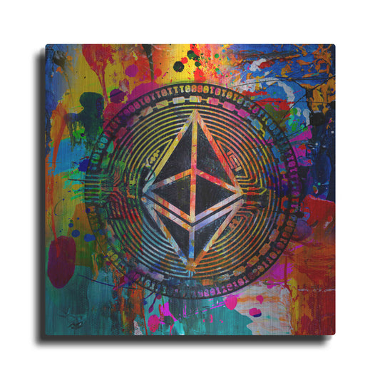 Luxe Metal Art 'Eth Ethereum Crypto In Color' by Luxe Metal Art Portfolio, Metal Wall Art