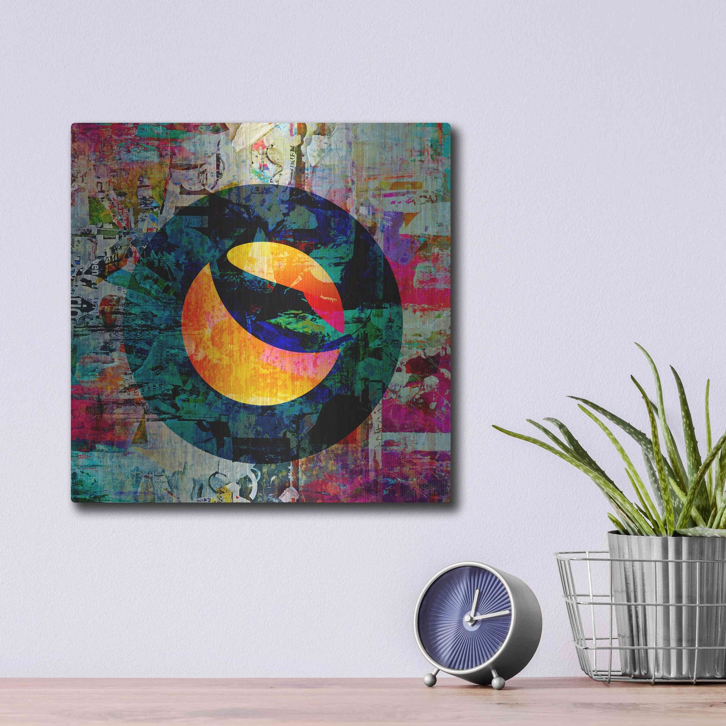 Luxe Metal Art 'Luna Terra Crypto In Color' by Luxe Metal Art Portfolio, Metal Wall Art,12x12