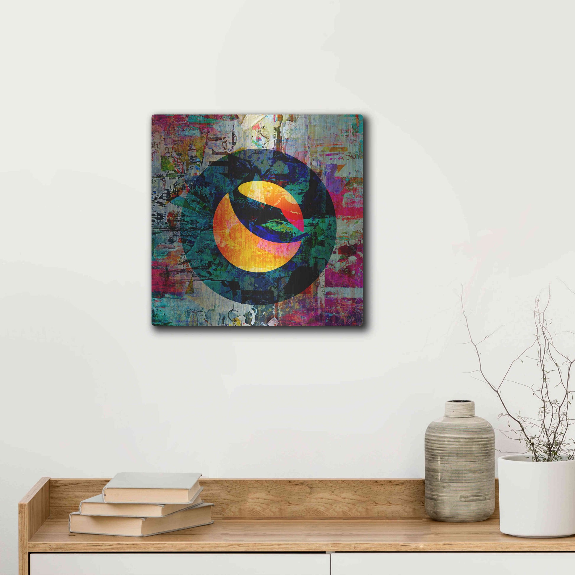 Luxe Metal Art 'Luna Terra Crypto In Color' by Luxe Metal Art Portfolio, Metal Wall Art,12x12