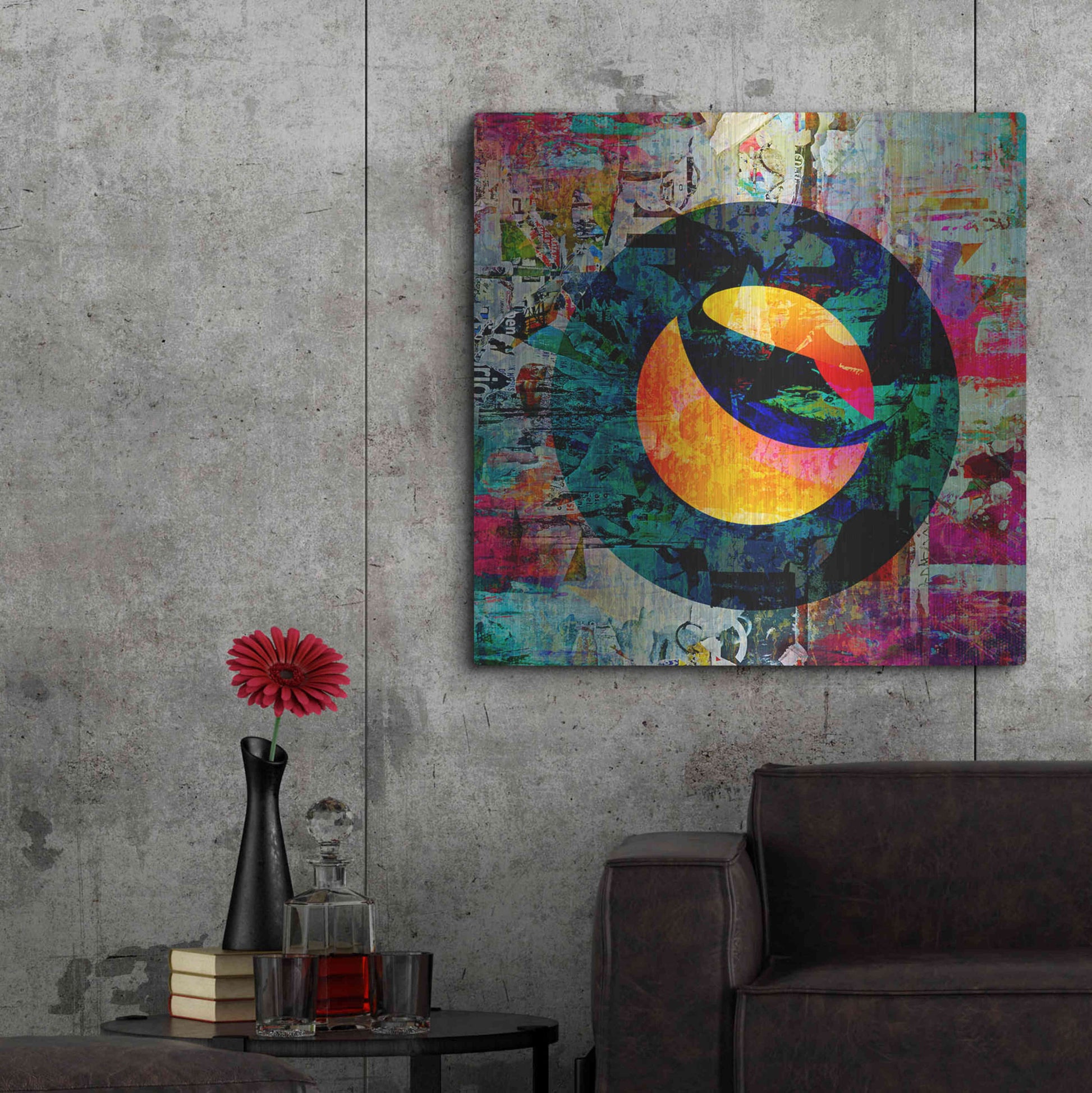 Luxe Metal Art 'Luna Terra Crypto In Color' by Luxe Metal Art Portfolio, Metal Wall Art,36x36