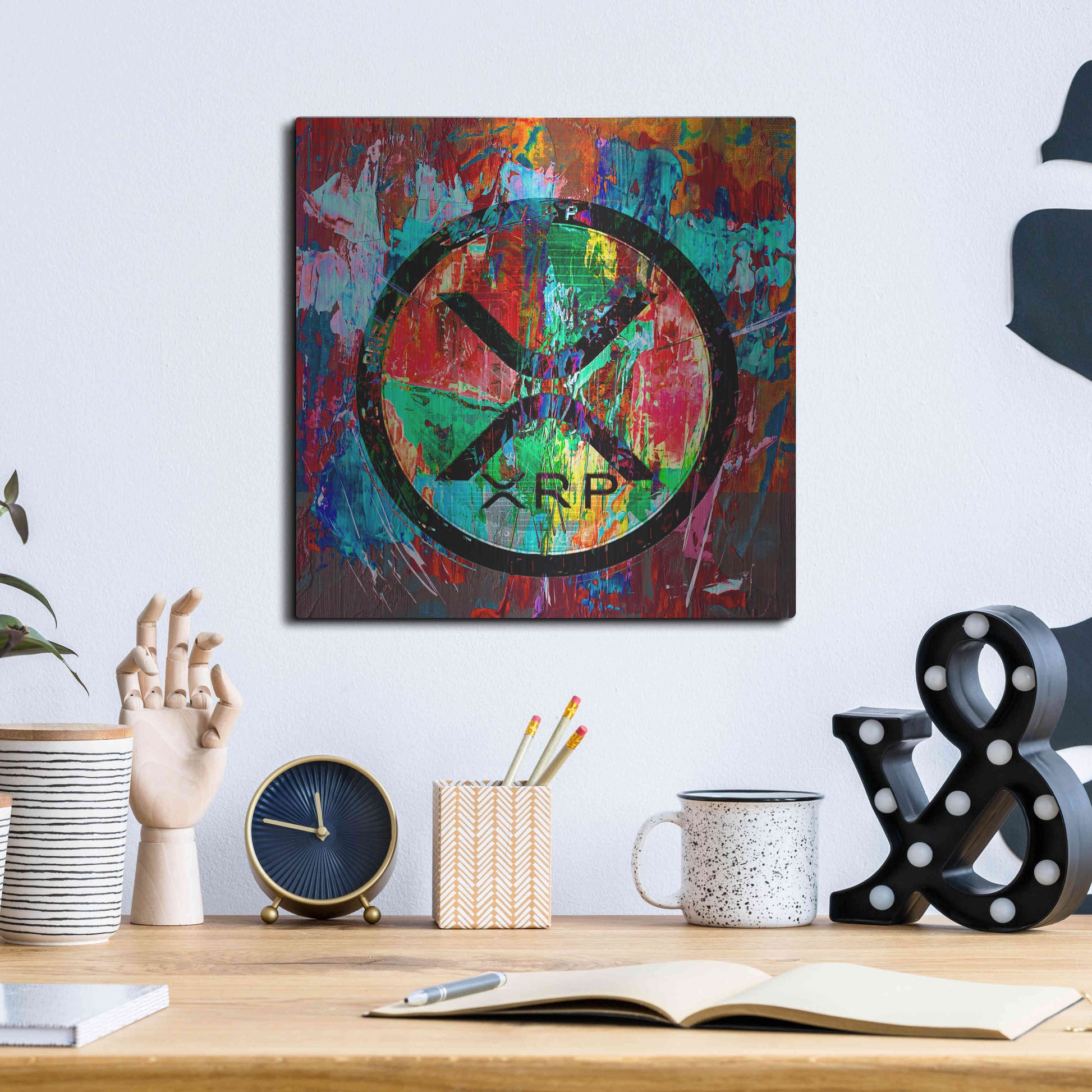Luxe Metal Art 'Xrp Crypto In Color' by Luxe Metal Art Portfolio, Metal Wall Art,12x12