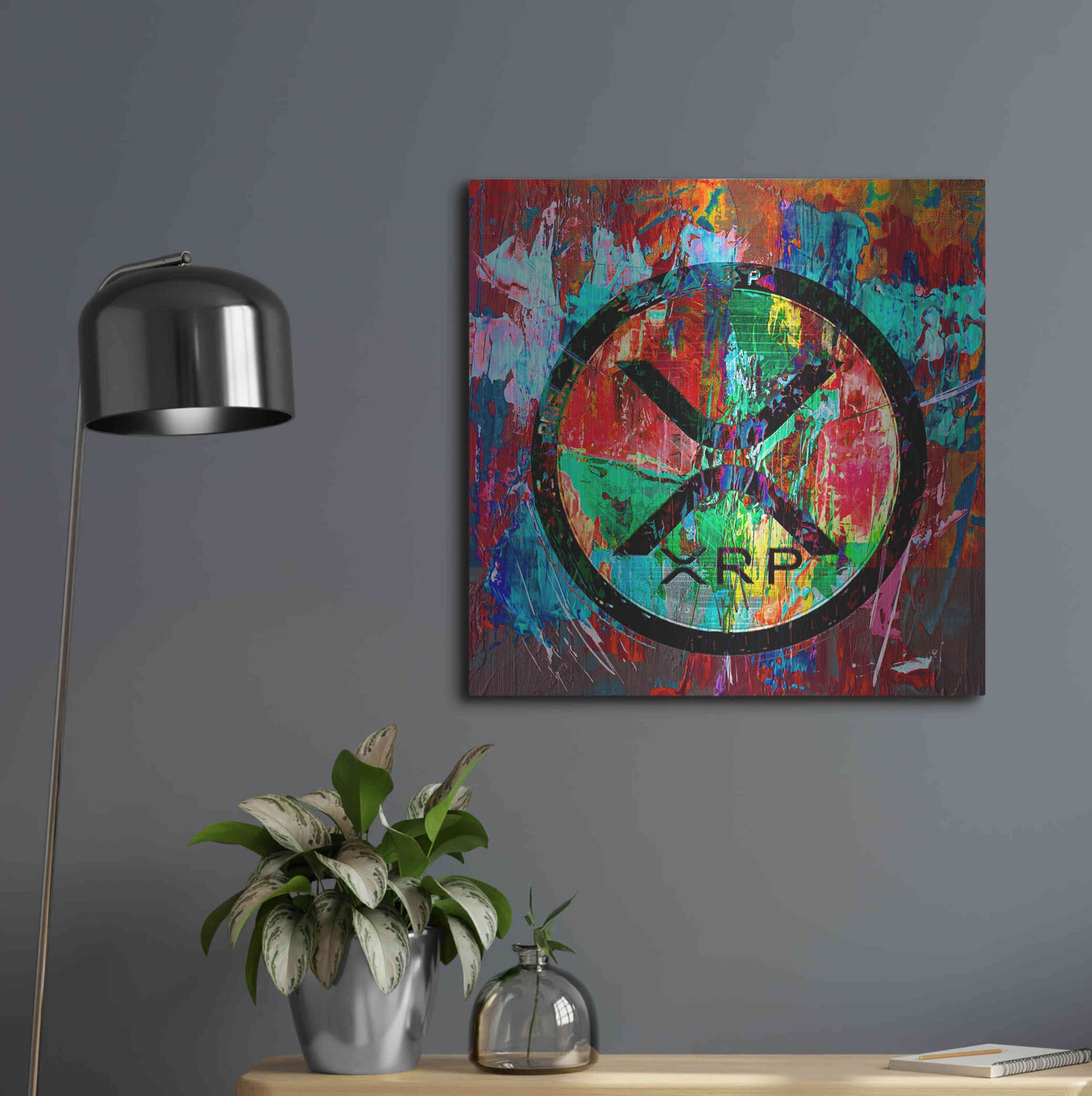 Luxe Metal Art 'Xrp Crypto In Color' by Luxe Metal Art Portfolio, Metal Wall Art,24x24