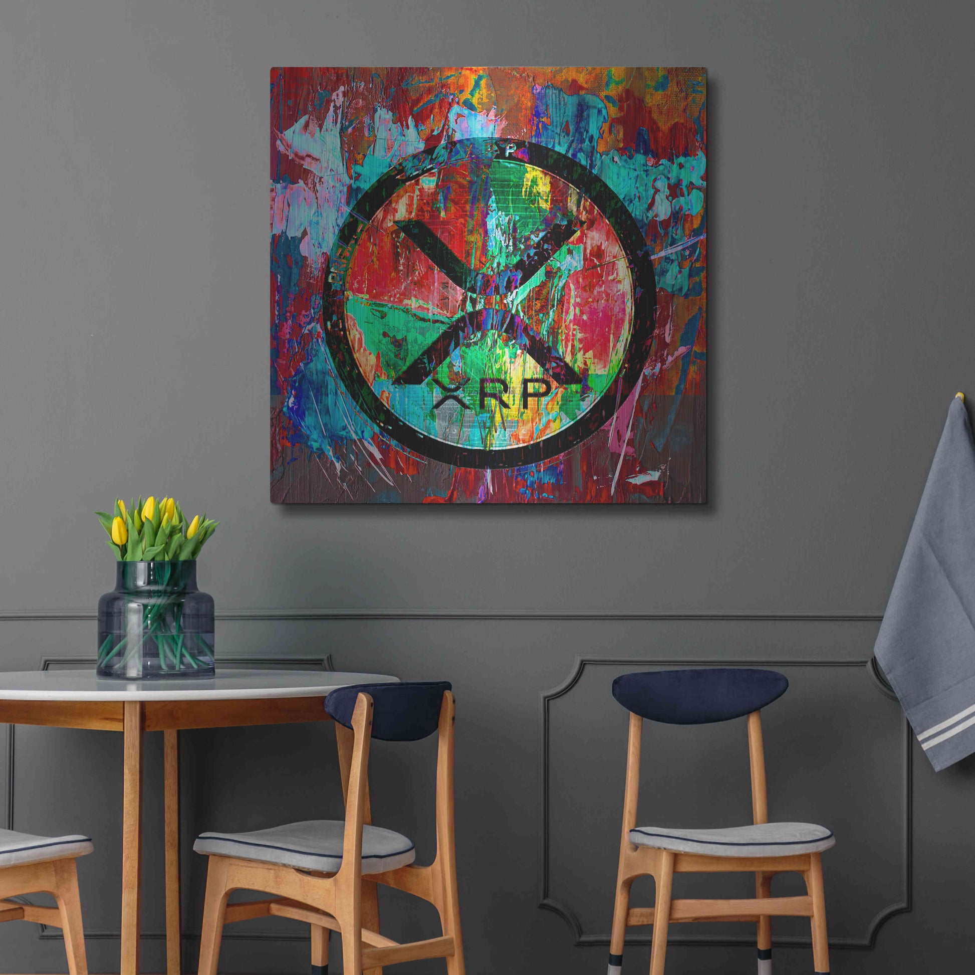 Luxe Metal Art 'Xrp Crypto In Color' by Luxe Metal Art Portfolio, Metal Wall Art,36x36