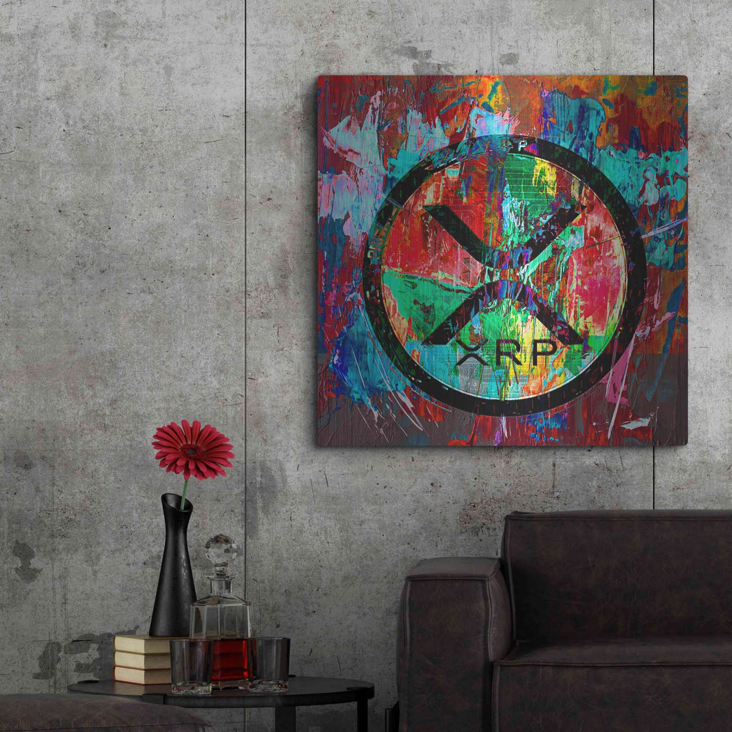 Luxe Metal Art 'Xrp Crypto In Color' by Luxe Metal Art Portfolio, Metal Wall Art,36x36