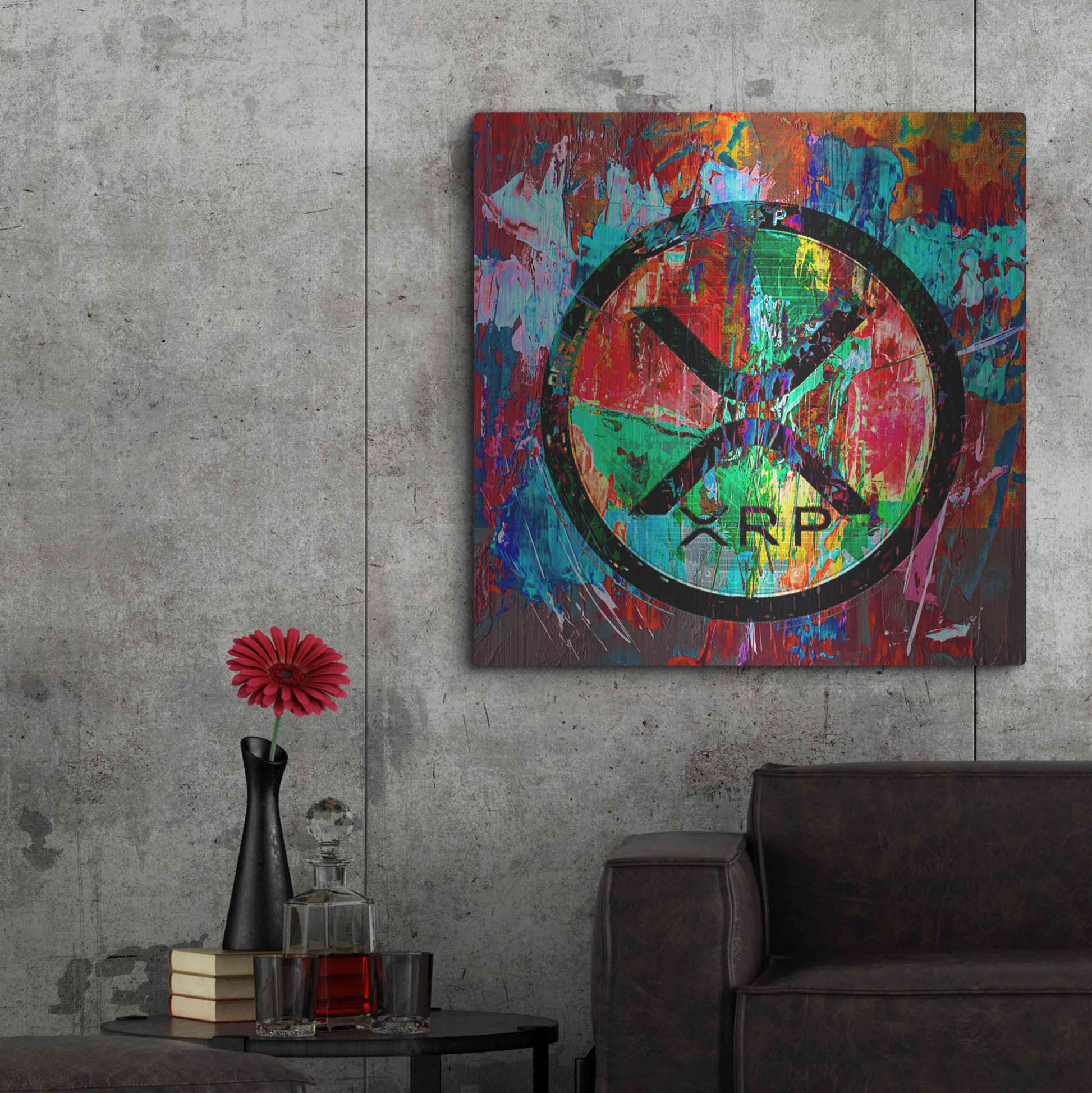 Luxe Metal Art 'Xrp Crypto In Color' by Luxe Metal Art Portfolio, Metal Wall Art,36x36