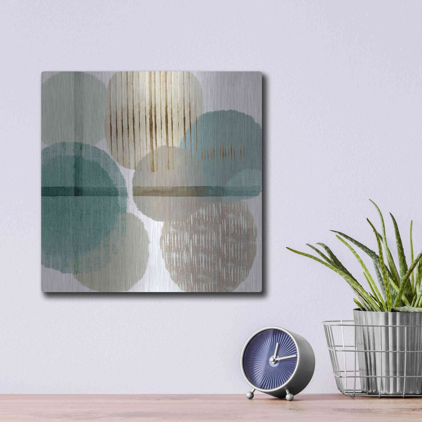 Luxe Metal Art 'Teal Harmony I' by Flora Kouta Metal Wall Art,12x12