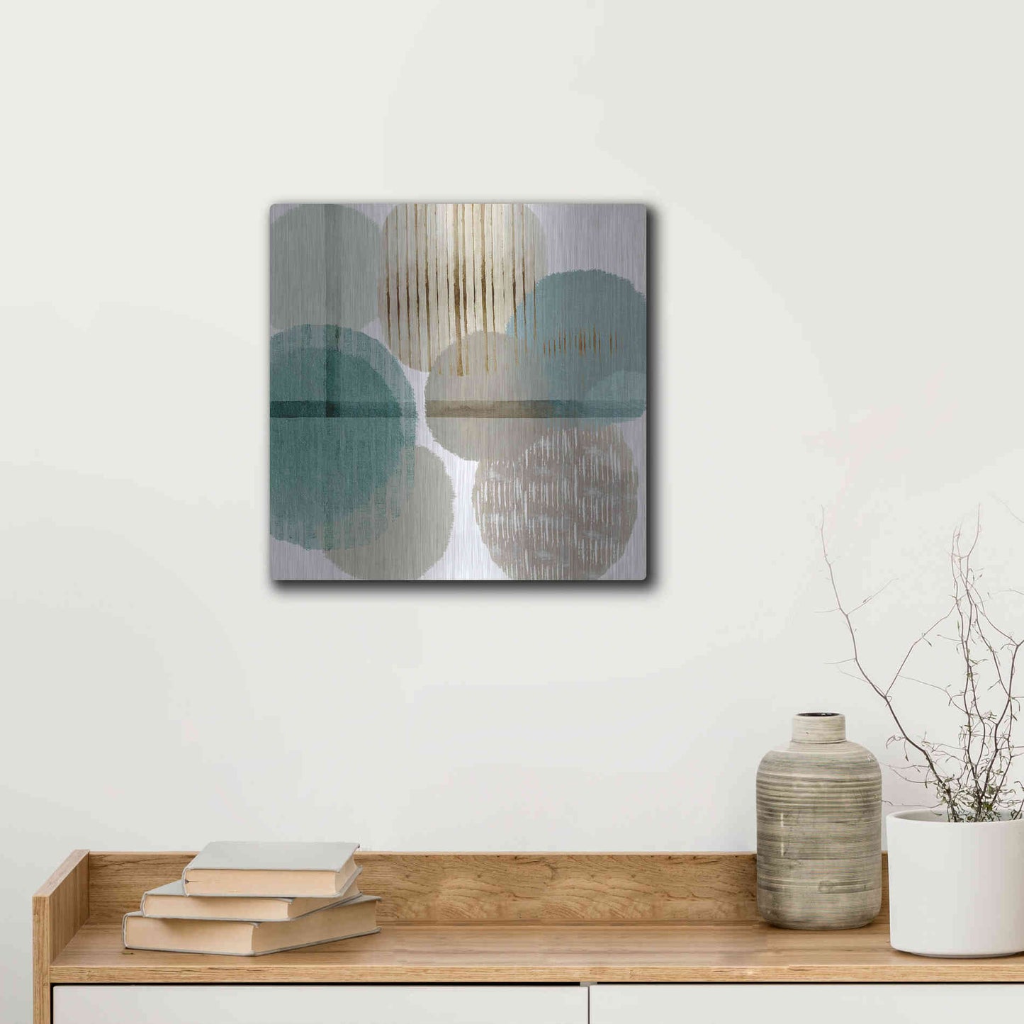 Luxe Metal Art 'Teal Harmony I' by Flora Kouta Metal Wall Art,12x12