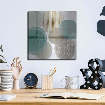Luxe Metal Art 'Teal Harmony I' by Flora Kouta Metal Wall Art,12x12