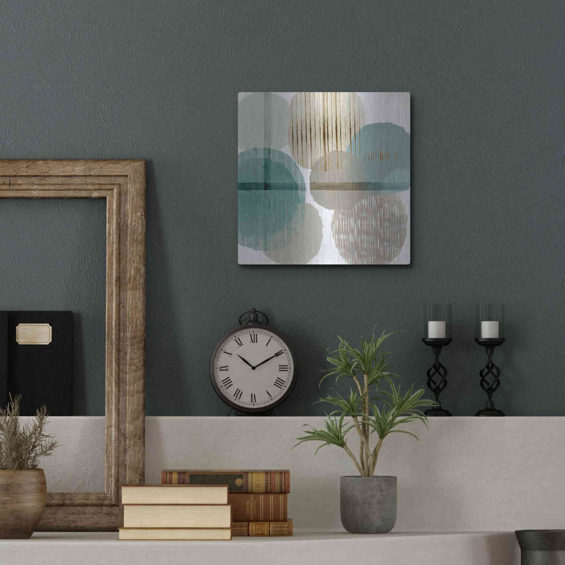 Luxe Metal Art 'Teal Harmony I' by Flora Kouta Metal Wall Art,12x12