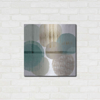 Luxe Metal Art 'Teal Harmony I' by Flora Kouta Metal Wall Art,24x24