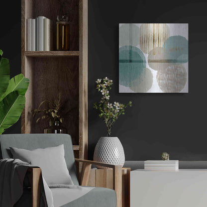 Luxe Metal Art 'Teal Harmony I' by Flora Kouta Metal Wall Art,24x24