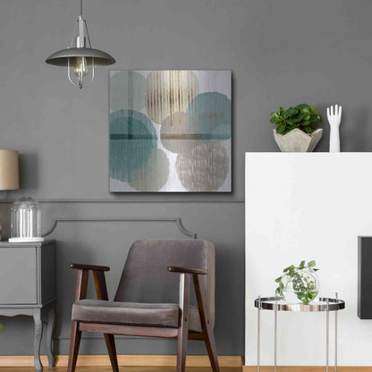 Luxe Metal Art 'Teal Harmony I' by Flora Kouta Metal Wall Art,24x24