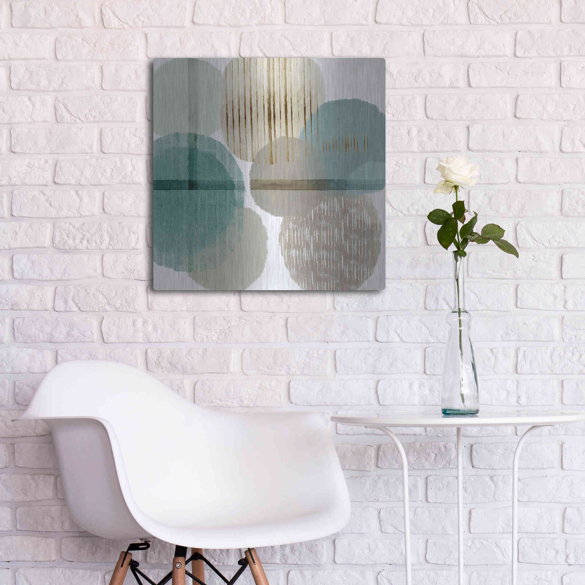 Luxe Metal Art 'Teal Harmony I' by Flora Kouta Metal Wall Art,24x24