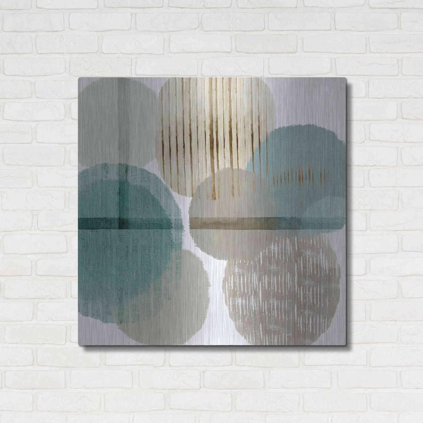 Luxe Metal Art 'Teal Harmony I' by Flora Kouta Metal Wall Art,36x36