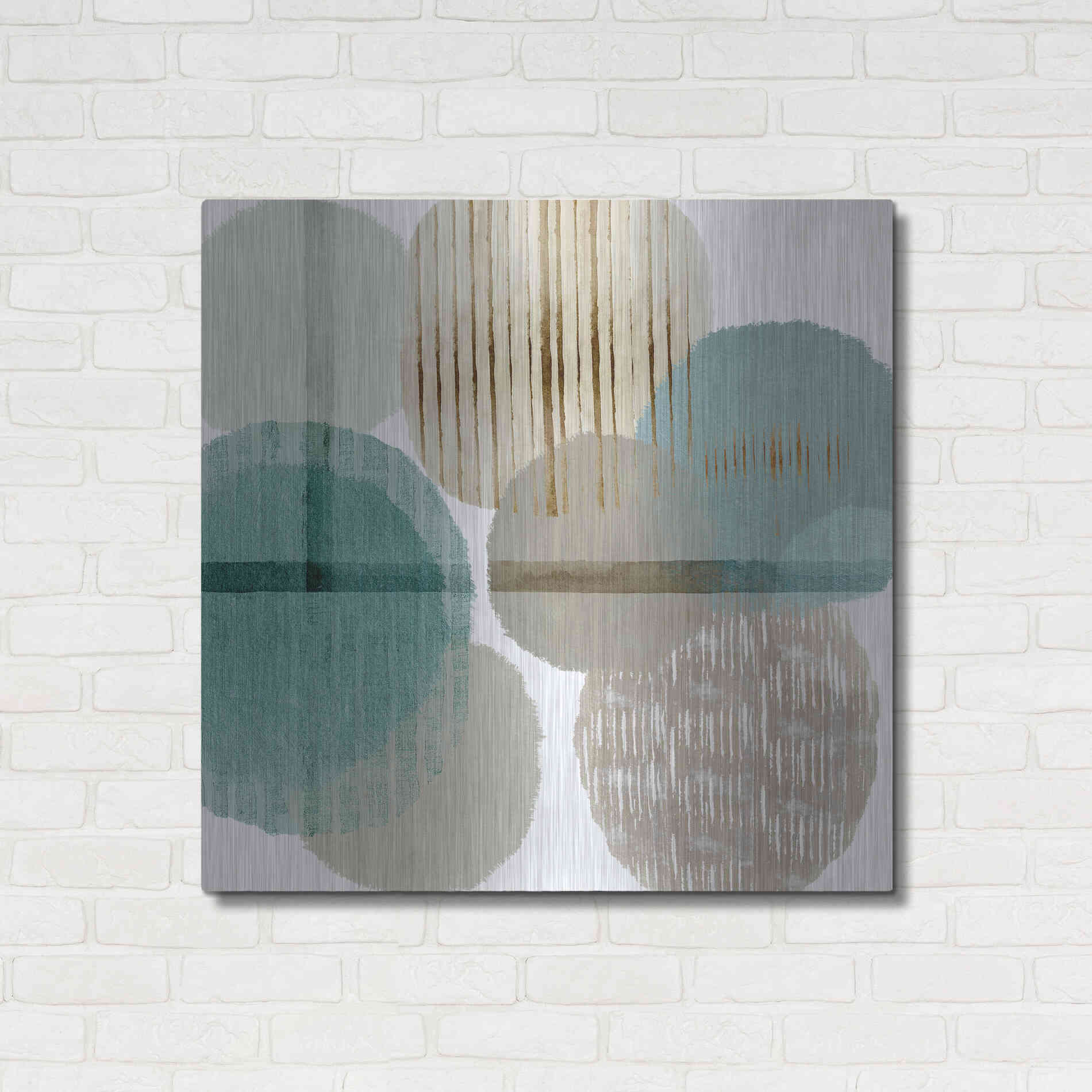 Luxe Metal Art 'Teal Harmony I' by Flora Kouta Metal Wall Art,36x36