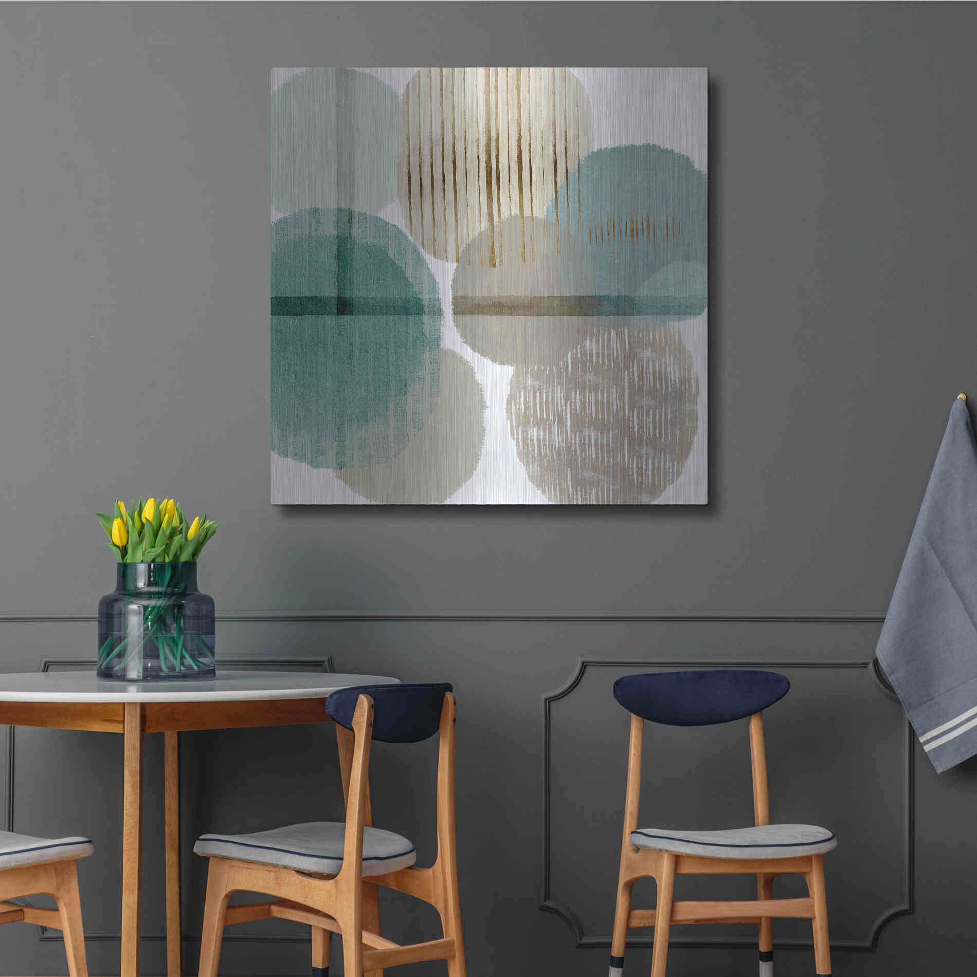 Luxe Metal Art 'Teal Harmony I' by Flora Kouta Metal Wall Art,36x36
