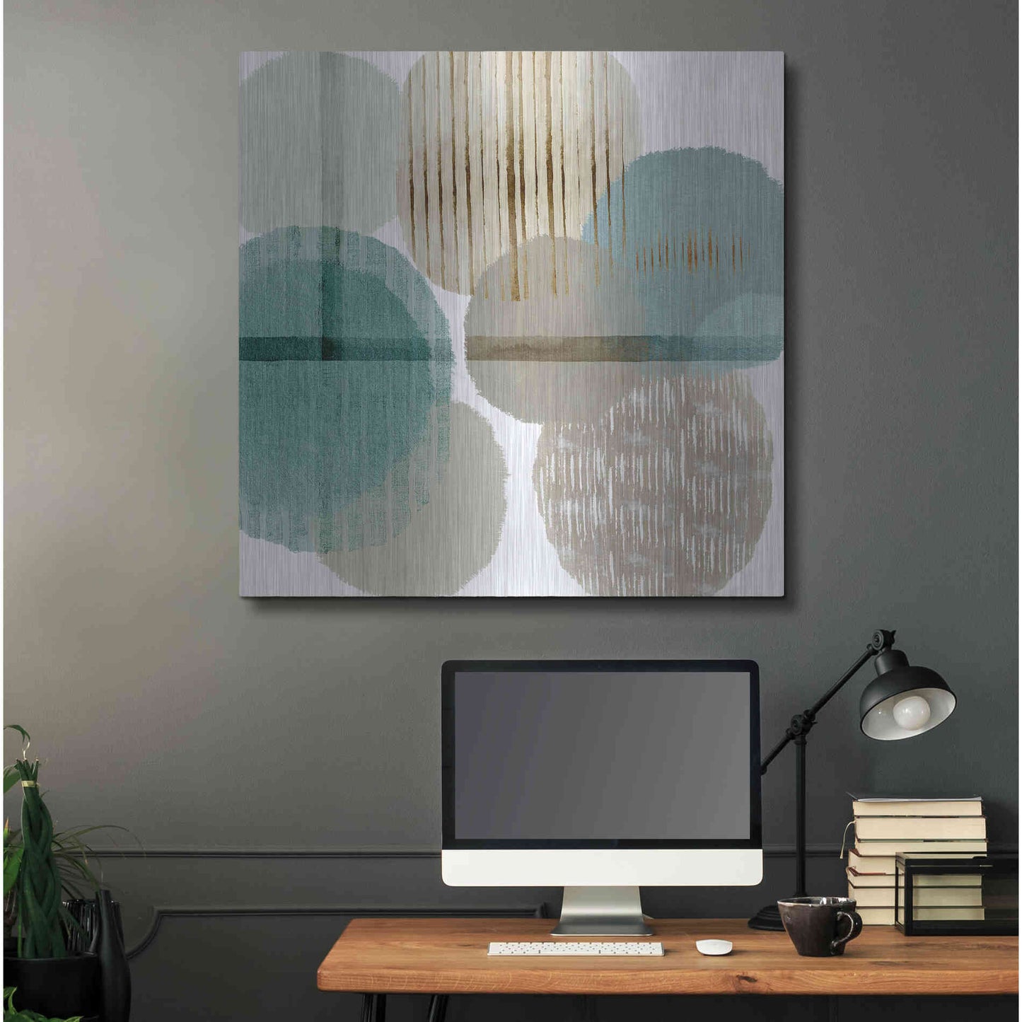 Luxe Metal Art 'Teal Harmony I' by Flora Kouta Metal Wall Art,36x36