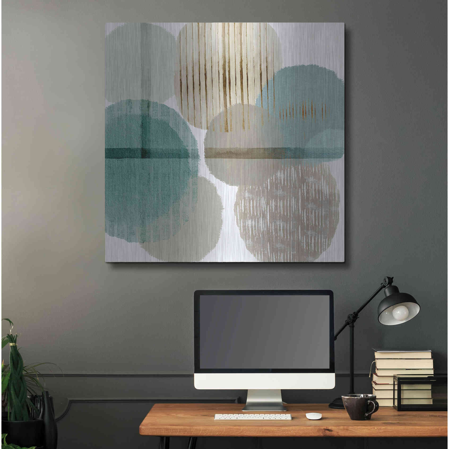 Luxe Metal Art 'Teal Harmony I' by Flora Kouta Metal Wall Art,36x36