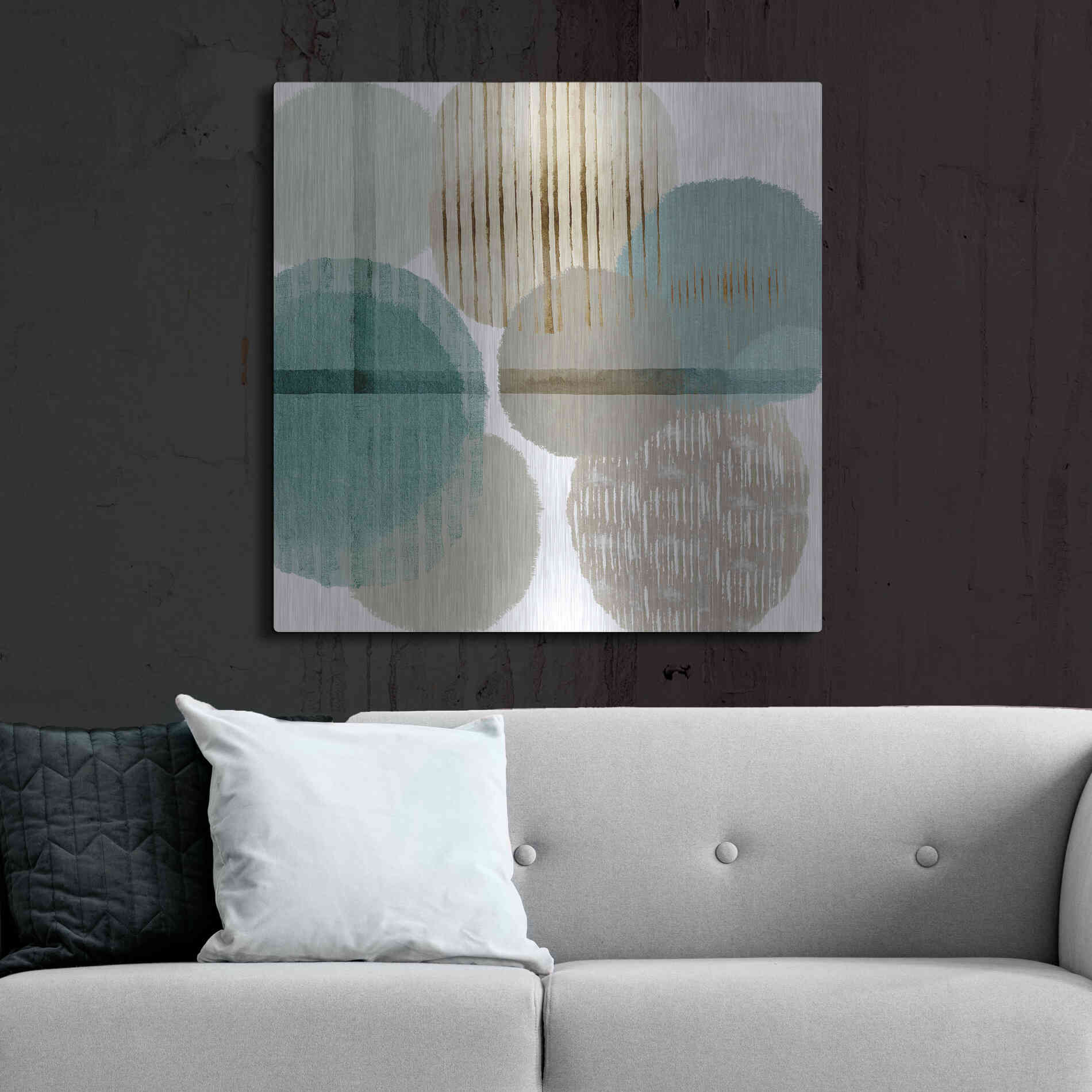 Luxe Metal Art 'Teal Harmony I' by Flora Kouta Metal Wall Art,36x36