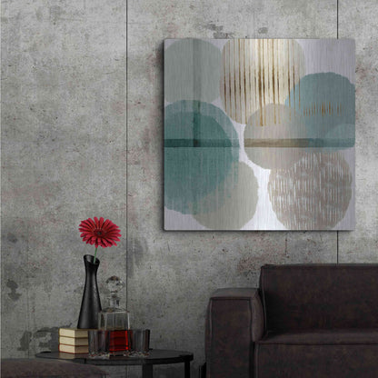 Luxe Metal Art 'Teal Harmony I' by Flora Kouta Metal Wall Art,36x36