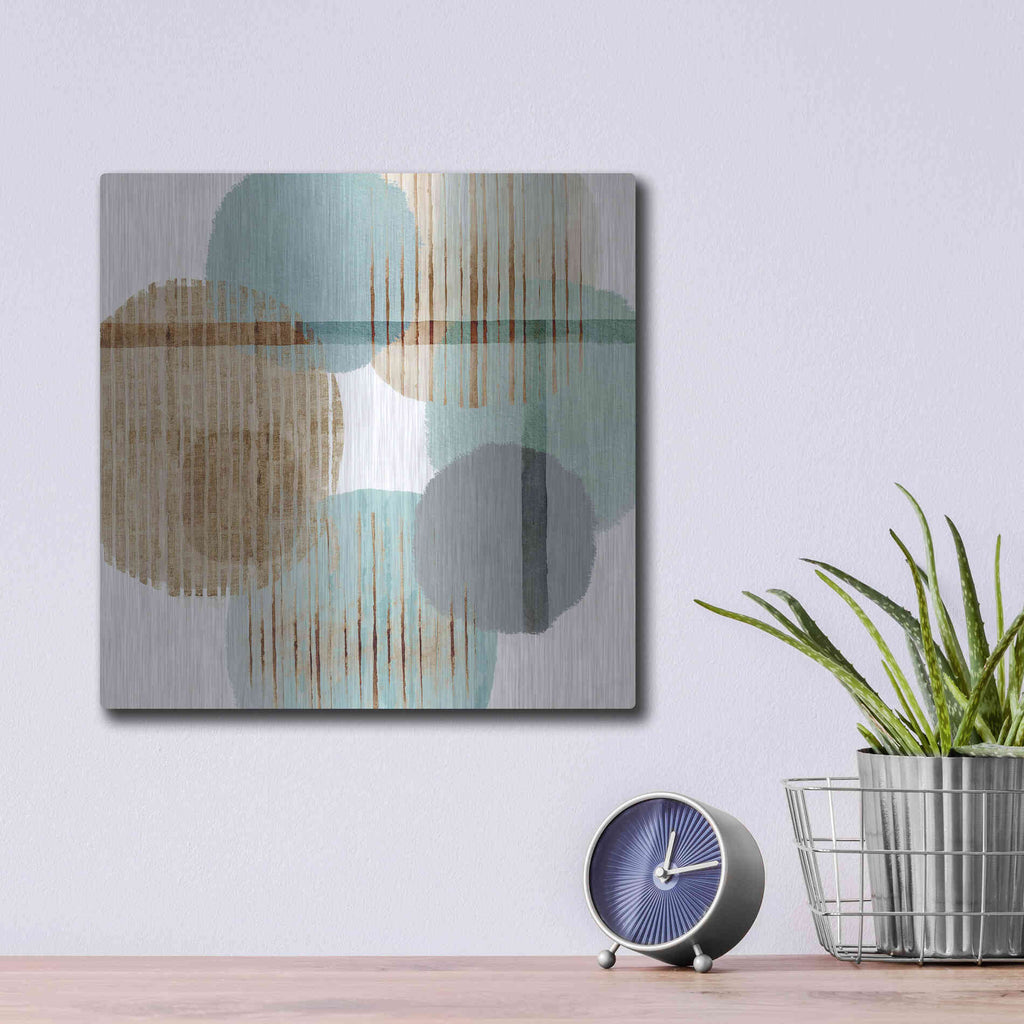 Luxe Metal Art 'Teal Harmony II' by Flora Kouta Metal Wall Art,12x12