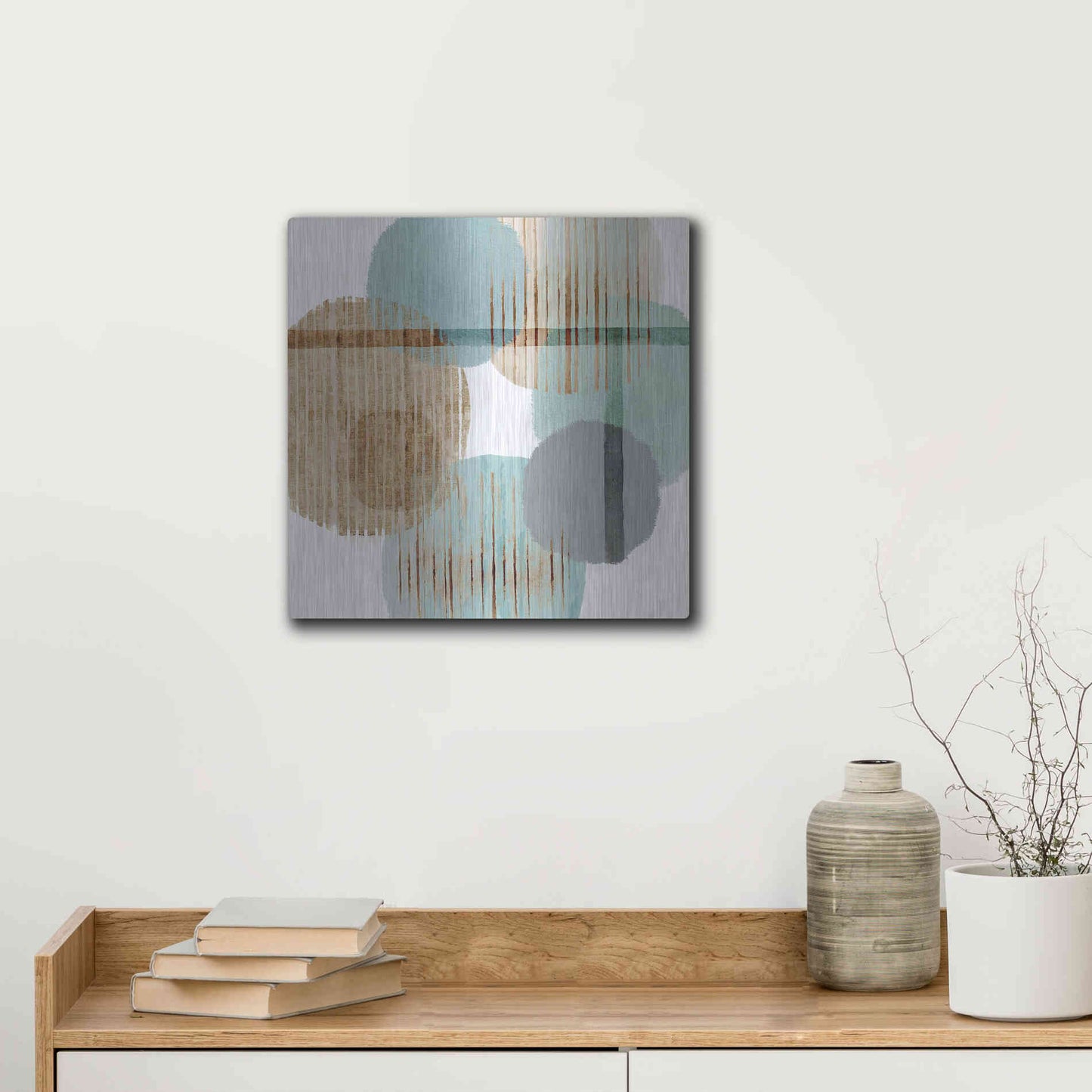 Luxe Metal Art 'Teal Harmony II' by Flora Kouta Metal Wall Art,12x12