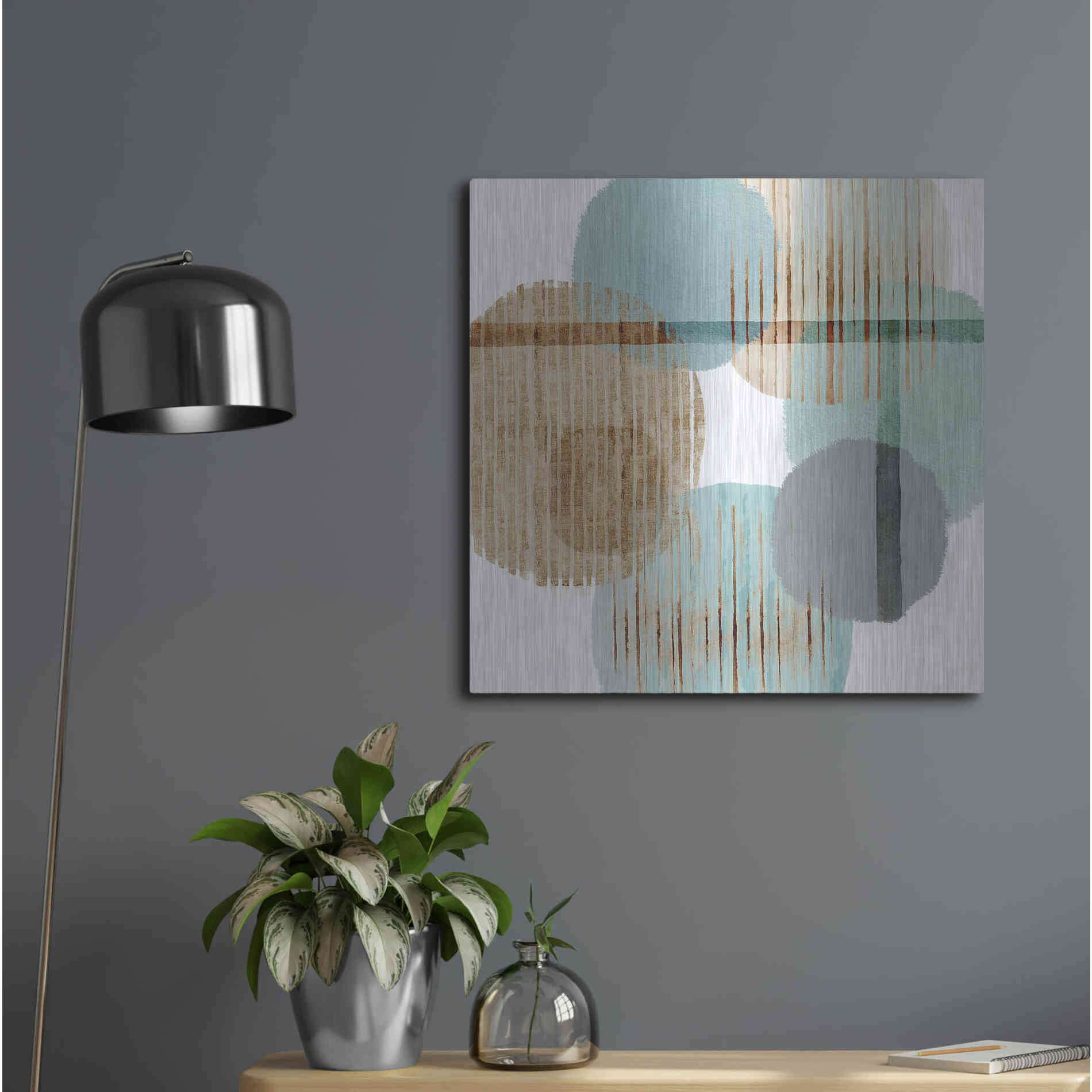 Luxe Metal Art 'Teal Harmony II' by Flora Kouta Metal Wall Art,24x24