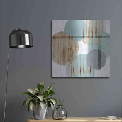 Luxe Metal Art 'Teal Harmony II' by Flora Kouta Metal Wall Art,24x24