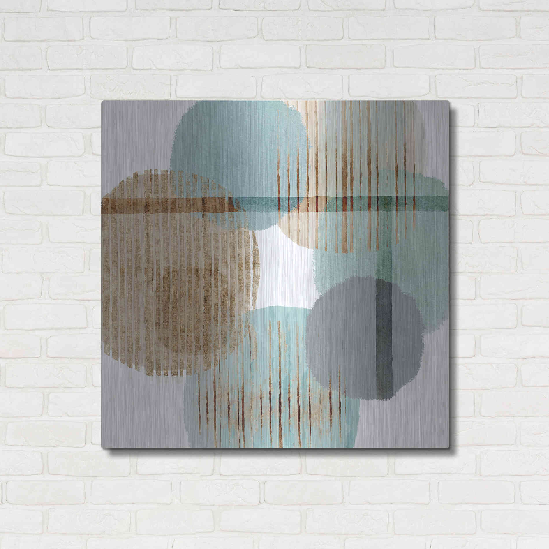 Luxe Metal Art 'Teal Harmony II' by Flora Kouta Metal Wall Art,36x36