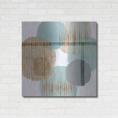 Luxe Metal Art 'Teal Harmony II' by Flora Kouta Metal Wall Art,36x36