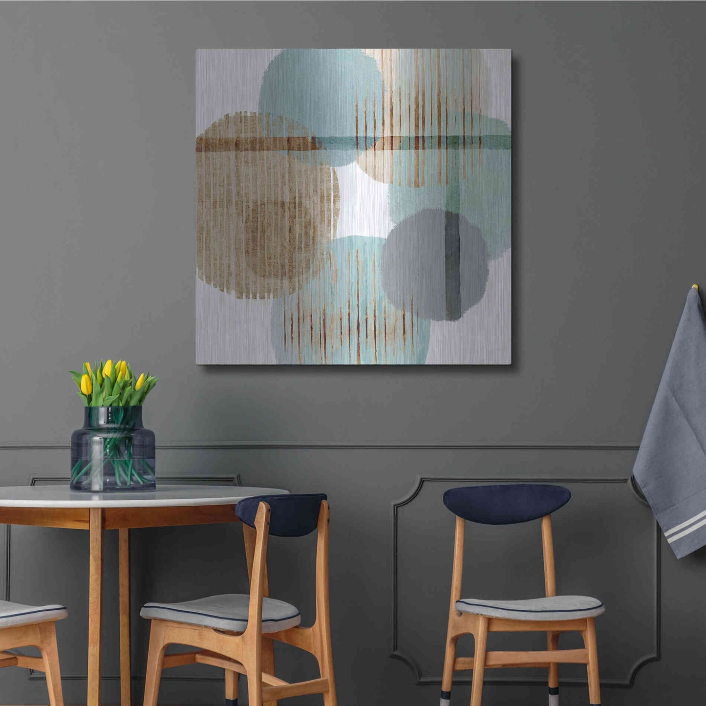 Luxe Metal Art 'Teal Harmony II' by Flora Kouta Metal Wall Art,36x36