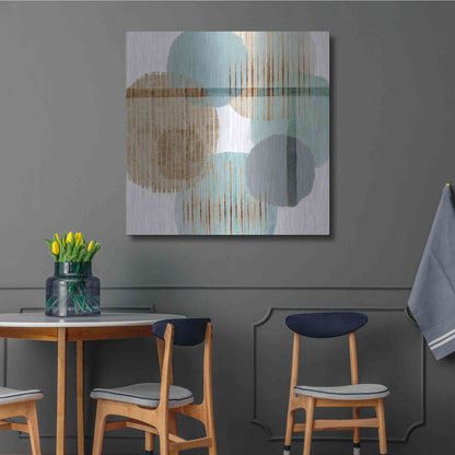 Luxe Metal Art 'Teal Harmony II' by Flora Kouta Metal Wall Art,36x36