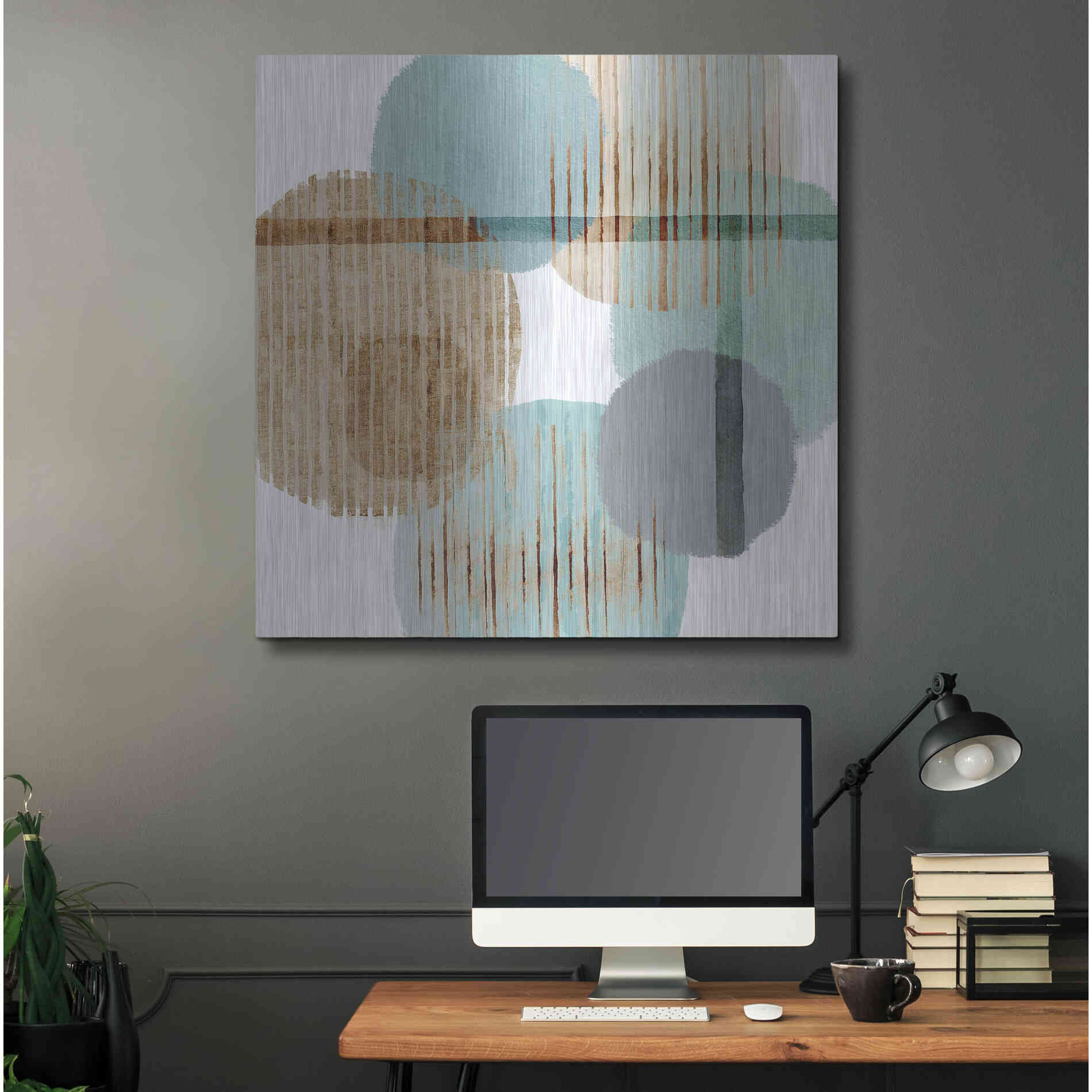 Luxe Metal Art 'Teal Harmony II' by Flora Kouta Metal Wall Art,36x36