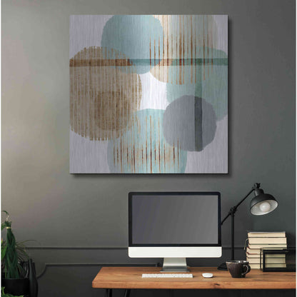 Luxe Metal Art 'Teal Harmony II' by Flora Kouta Metal Wall Art,36x36