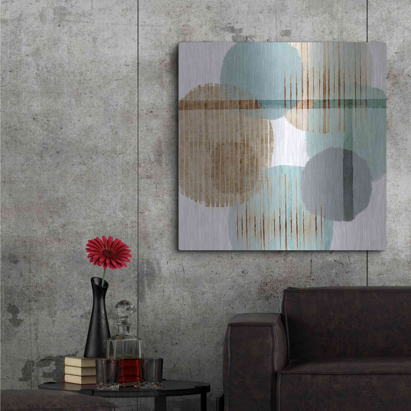 Luxe Metal Art 'Teal Harmony II' by Flora Kouta Metal Wall Art,36x36